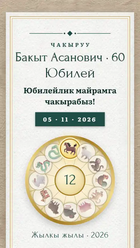 Шаблон «Мүчөл» — онлайн-приглашение на юбилей